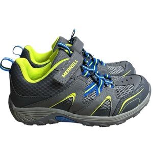 MERRELL Trail Chaser Hiking Sneaker in Gray/Blue/Citron Size 1 (LITTLE KID)